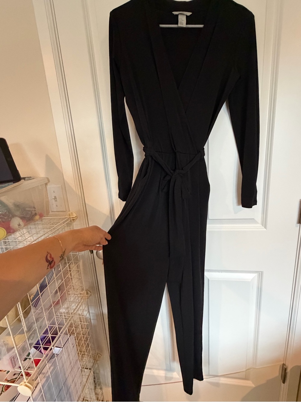 H&M Black Wrap Jumpsuit with Self Tie